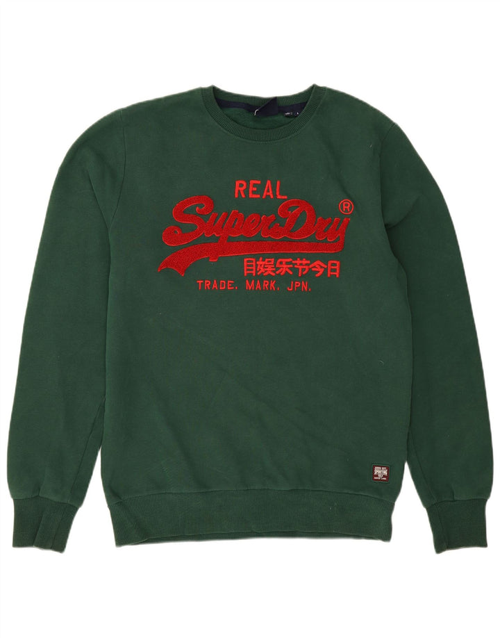 Superdry Mens Graphic Sweatshirt Jumper Large Green Cotton