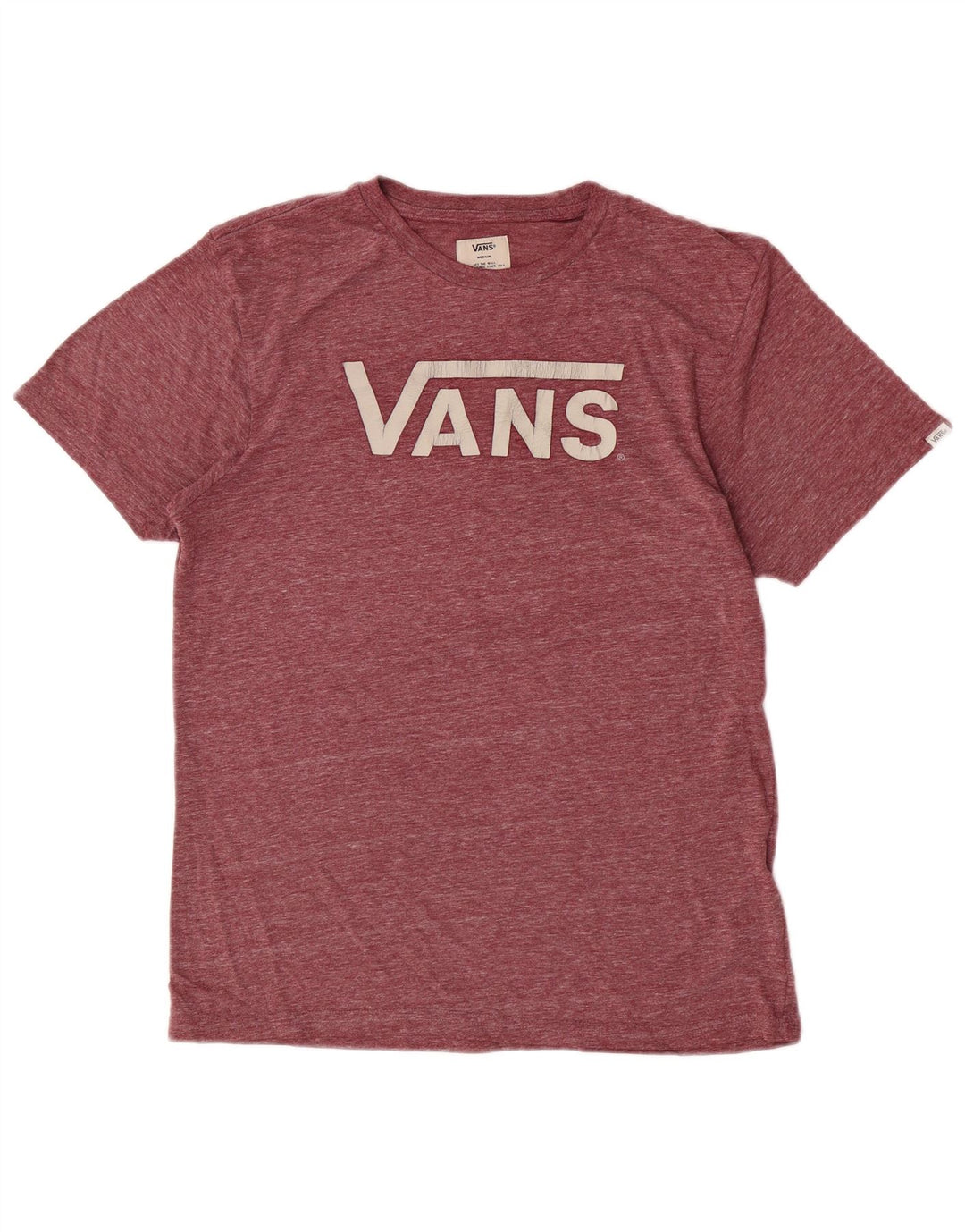 Vans Mens Graphic T-Shirt Top Medium Burgundy Flecked Polyester