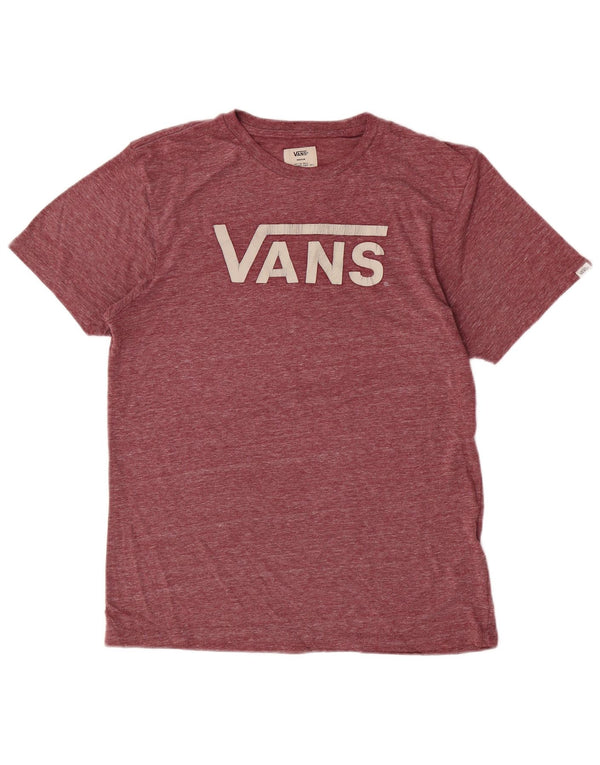 Vans Mens Graphic T-Shirt Top Medium Burgundy Flecked Polyester