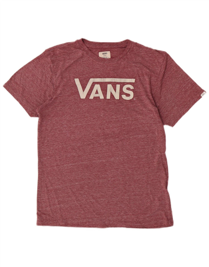 Vans Mens Graphic T-Shirt Top Medium Burgundy Flecked Polyester