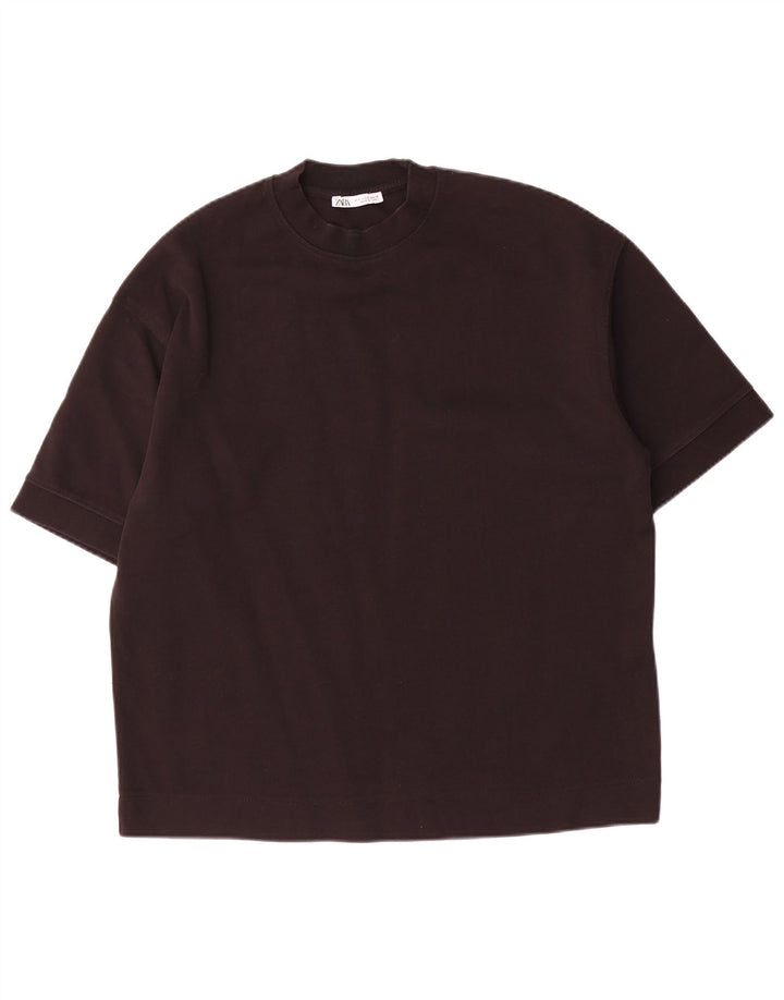 Zara Mens T-Shirt Top Small Black Cotton