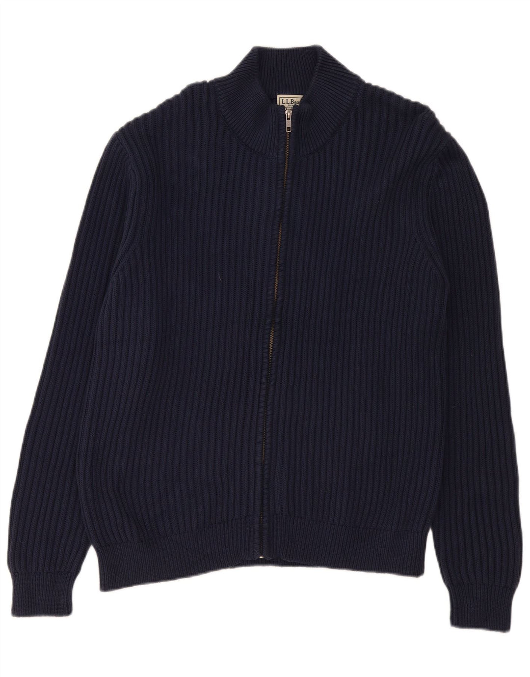 L.L.Bean Mens Cardigan Sweater Large Navy Blue Cotton
