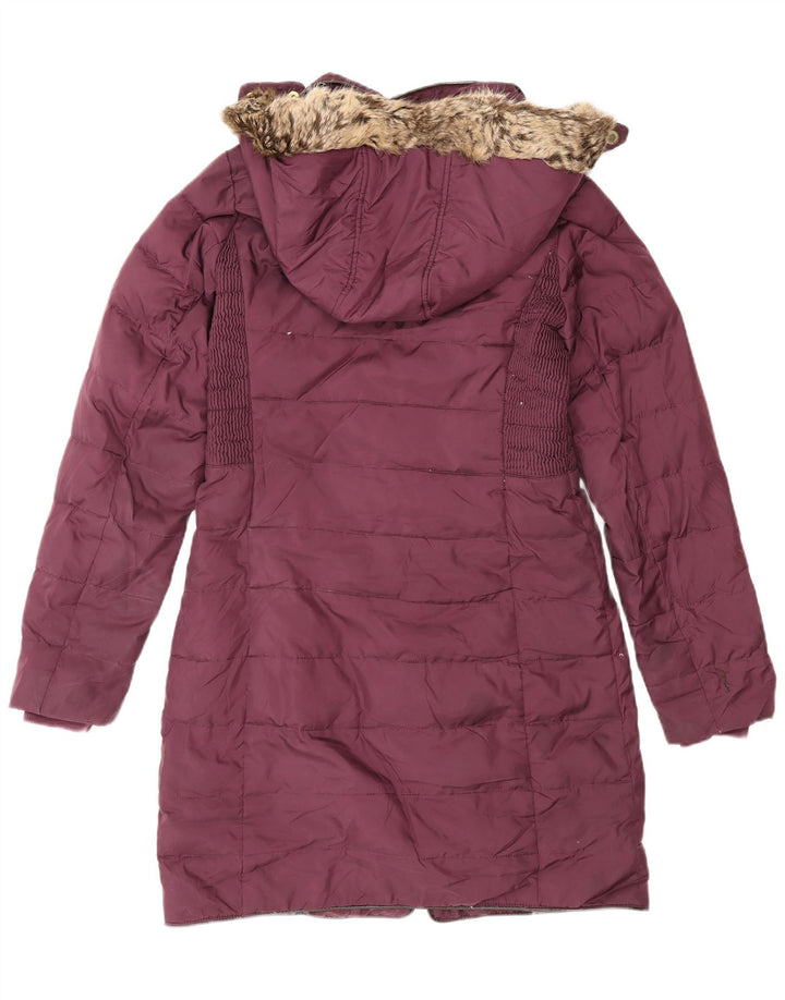Joules Womens Hooded Padded Coat UK 8 Small Burgundy Polyester