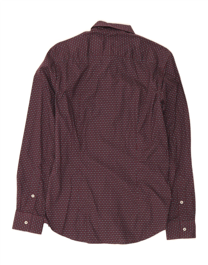 BENETTON Mens Abstract Pattern Shirt Small Burgundy Cotton Vintage Benetton and Second-Hand Benetton from Messina Hembry 