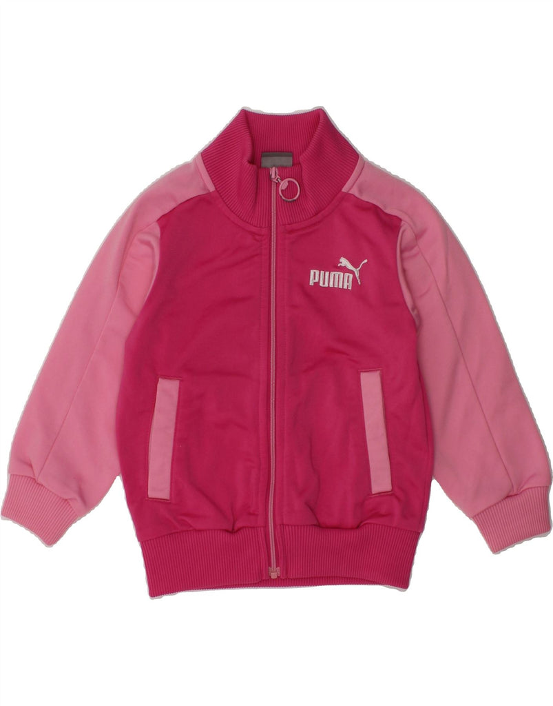 PUMA Baby Boys Graphic Tracksuit Top Jacket 9-12 Months Pink Colourblock | Vintage Puma | Thrift | Second-Hand Puma | Used Clothing | Messina Hembry 