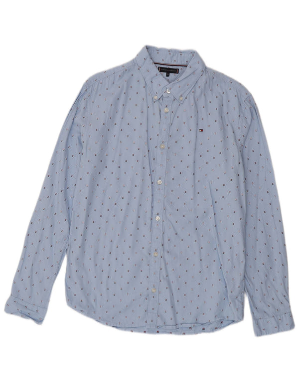 Tommy Hilfiger Boys Shirt 15-16 Years Blue Spotted Cotton