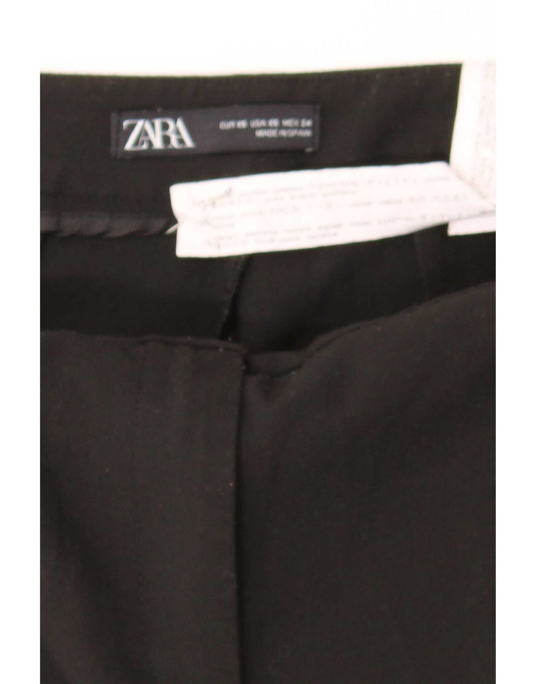 Zara Womens Slim Casual Trousers XS 24 L23 Black Polyester
