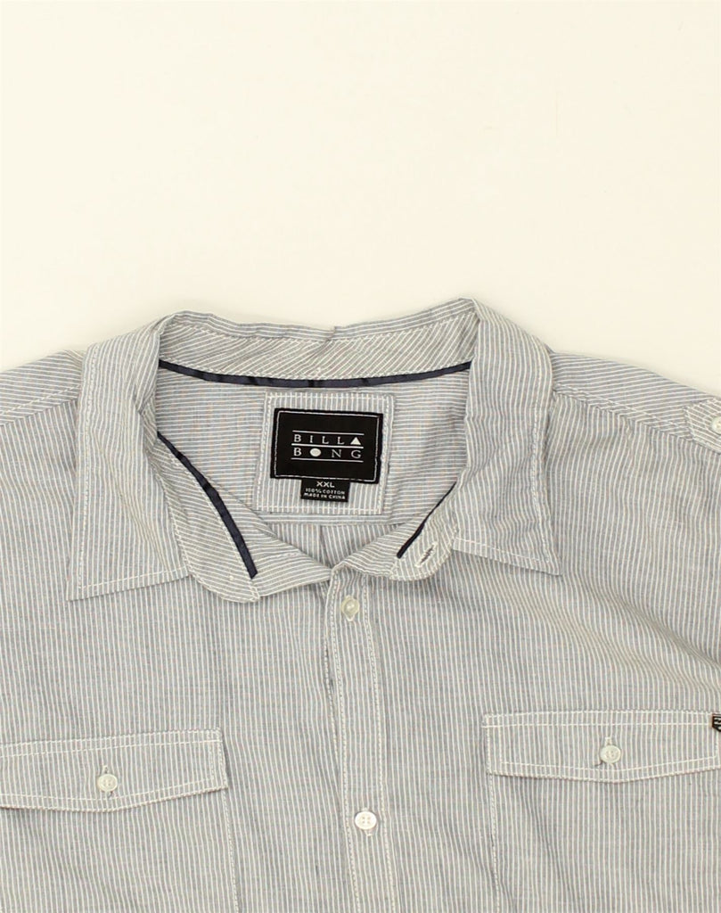 BILLABONG Mens Shirt 2XL Grey Striped Cotton | Vintage Billabong | Thrift | Second-Hand Billabong | Used Clothing | Messina Hembry 