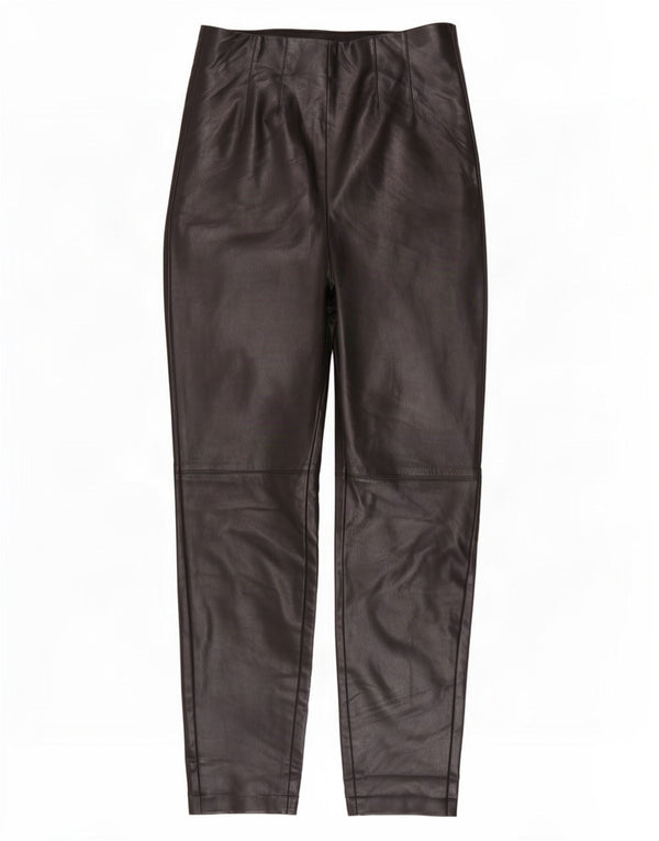 Zara Womens Skinny Leather Trousers Small W26 L27 Black Polyester