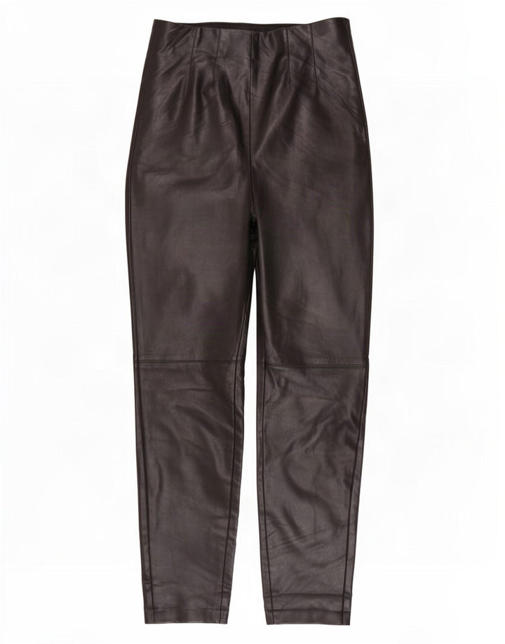 Zara Womens Skinny Leather Trousers Small W26 L27 Black Polyester