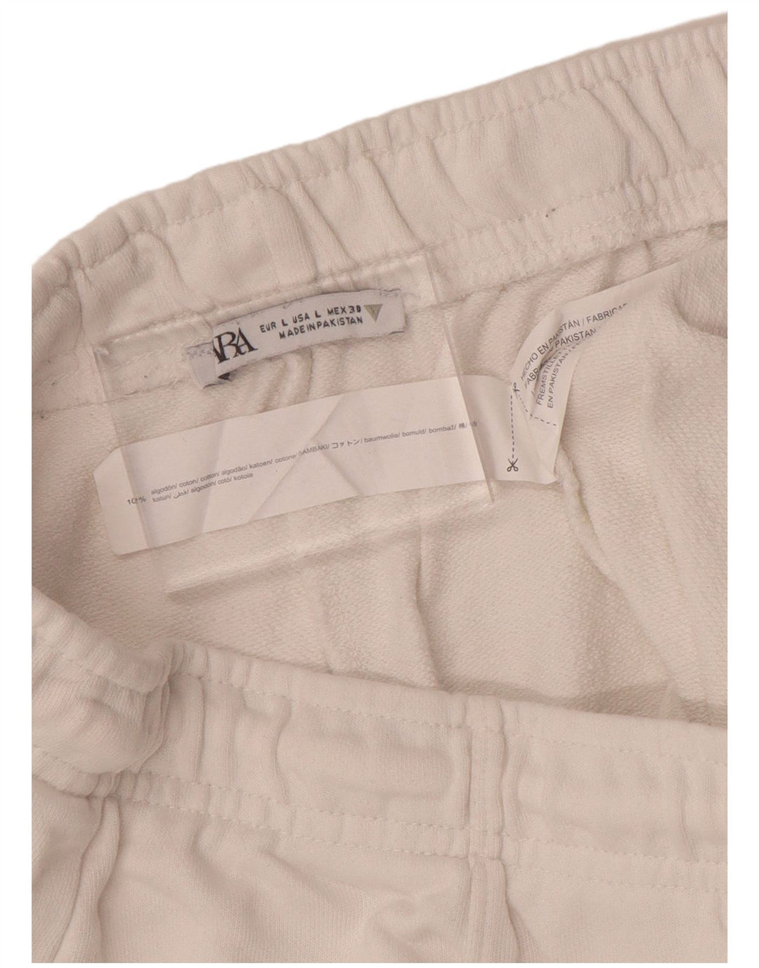 Zara Womens Tracksuit Trousers UK 16 Large  White Cotton