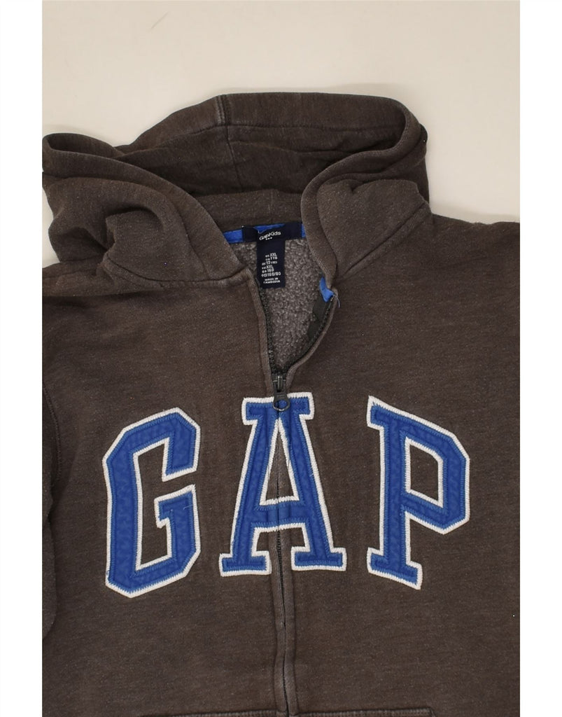 GAP Boys Graphic Zip Hoodie Sweater 12-13 Years Brown Cotton | Vintage Gap | Thrift | Second-Hand Gap | Used Clothing | Messina Hembry 