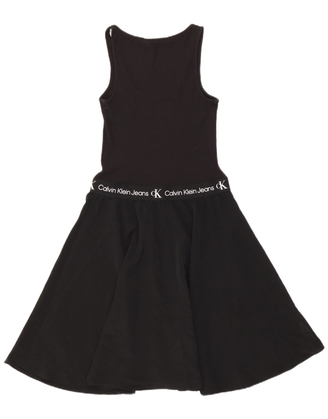 Calvin Klein Womens Sleeveless Graphic A-Line Dress Small Black Modal