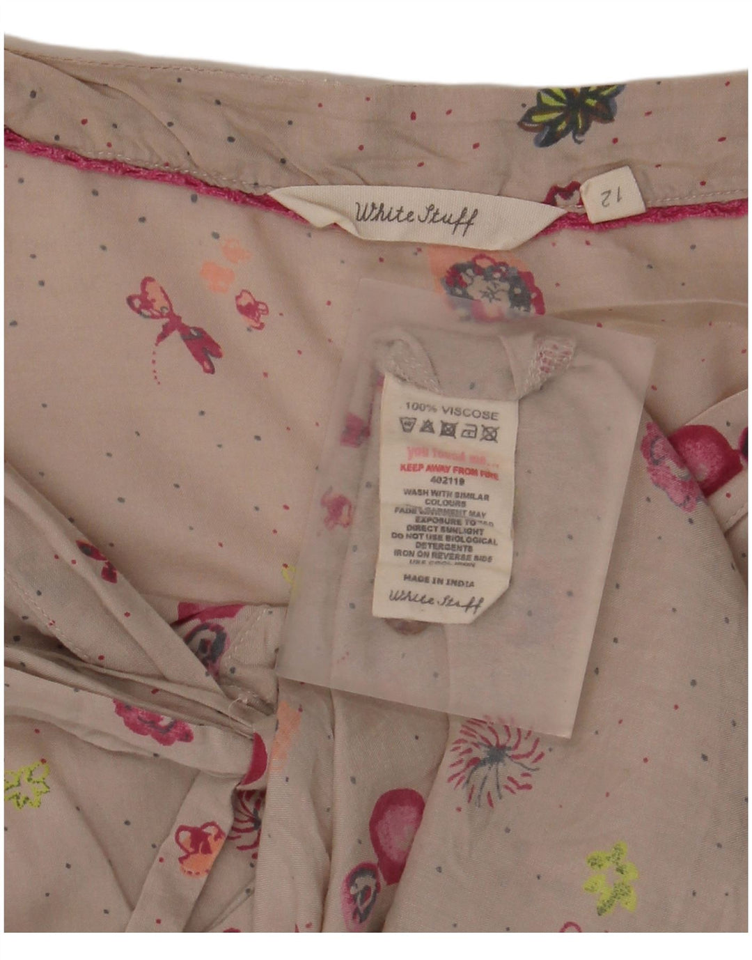White Stuff Womens Shirt Blouse UK 12 Medium Beige Floral Viscose