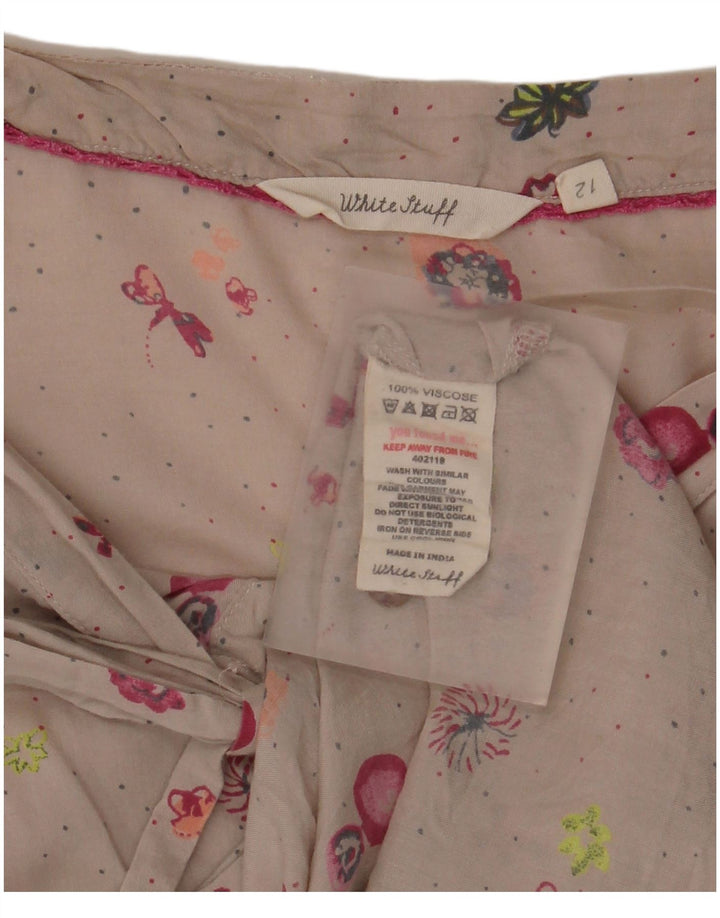 White Stuff Womens Shirt Blouse UK 12 Medium Beige Floral Viscose