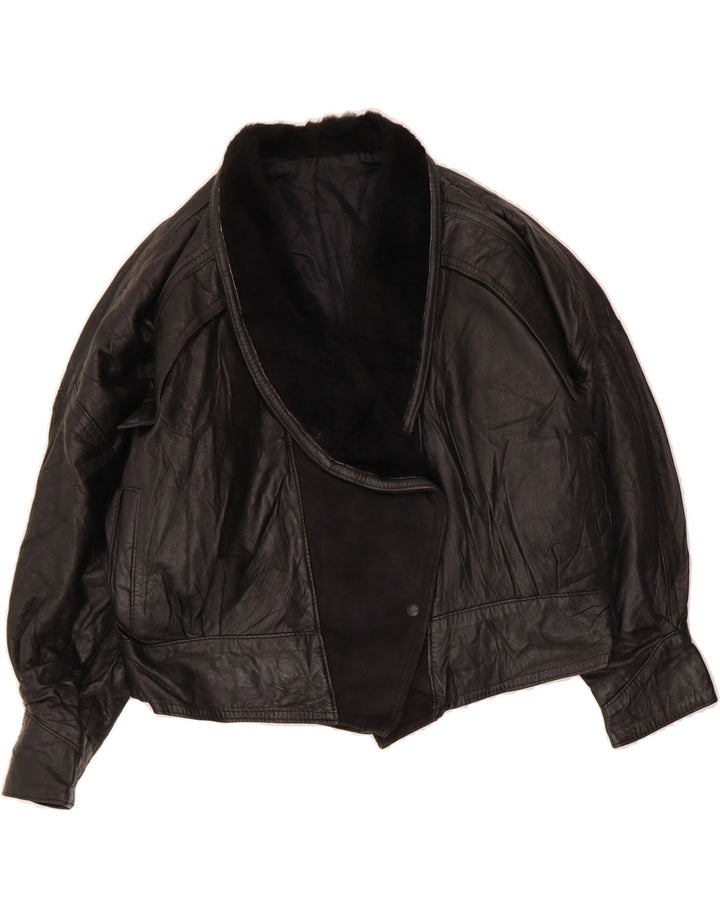 VINTAGE Womens Leather Jacket UK 18 XL Black Leather Vintage Vintage and Second-Hand Vintage from Messina Hembry 