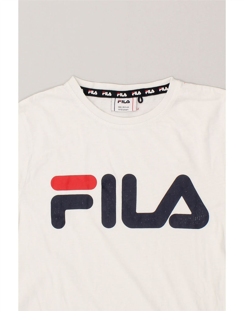 FILA Boys Graphic T-Shirt Top 11-12 Years White Cotton | Vintage Fila | Thrift | Second-Hand Fila | Used Clothing | Messina Hembry 