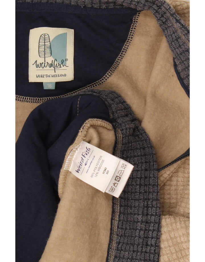 Weird Fish Womens Fleece Jacket UK 16 Large Beige Polyester