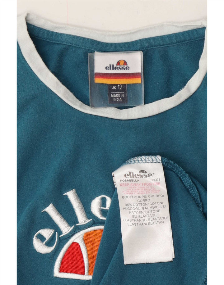 Ellesse Womens Graphic T-Shirt Top UK 12 Medium Blue Cotton