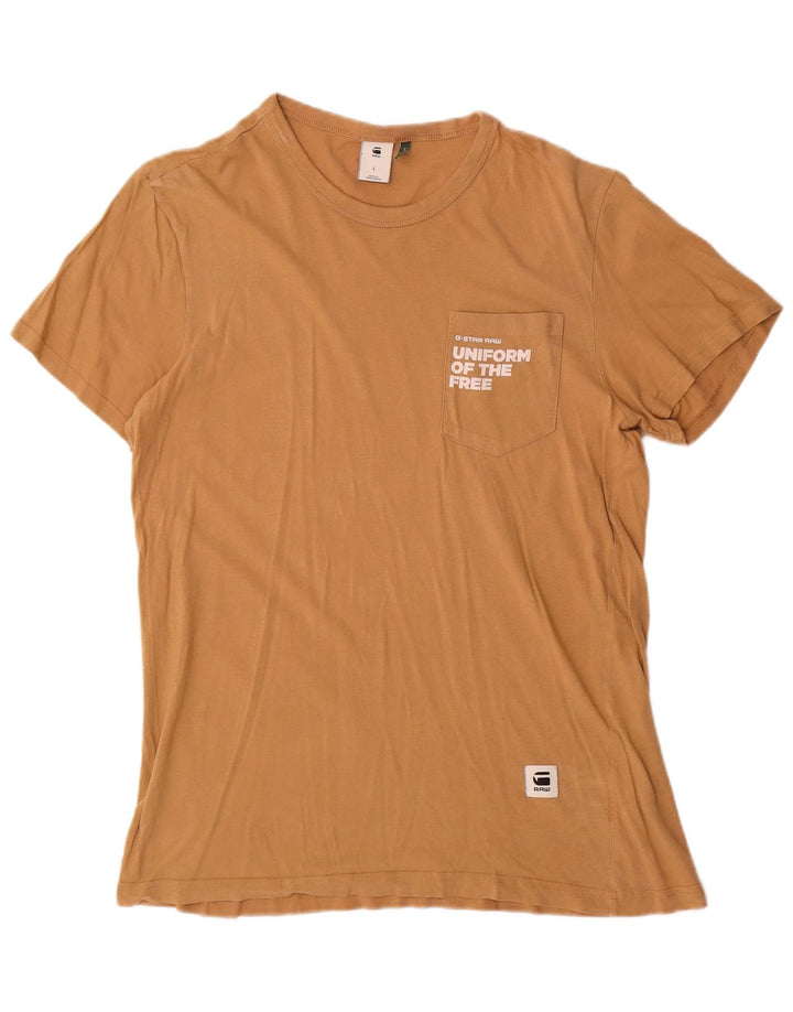 G-Star Mens Graphic T-Shirt Top Large Brown
