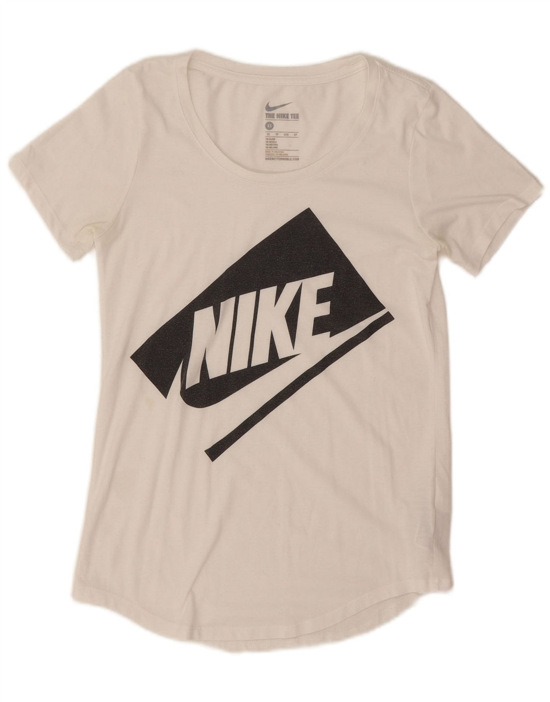 Nike Womens Oversized Graphic T-Shirt Top UK 6 XS White Polyester