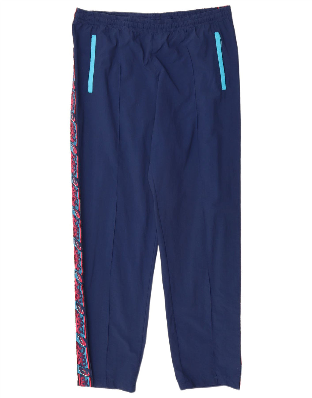 Asics Mens Graphic Tracksuit Trousers IT 50 Medium Navy Blue Colourblock