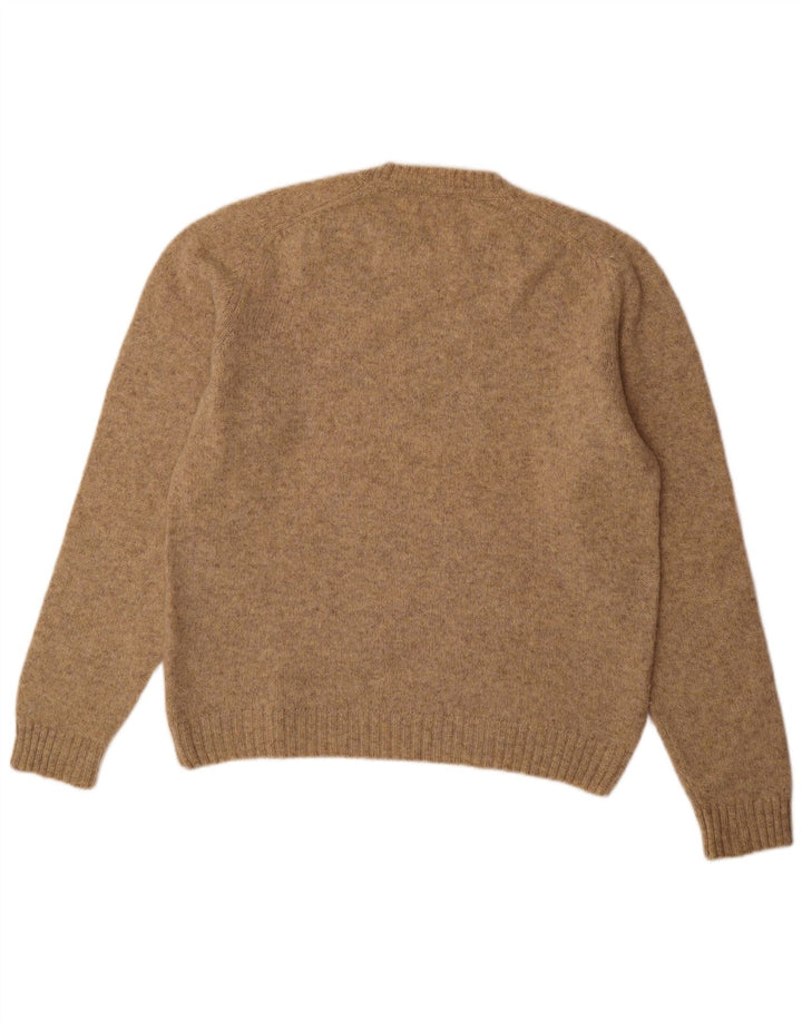 Zara Mens Crew Neck Jumper Sweater Large Beige Flecked Wool
