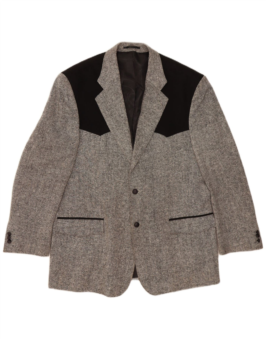 STOCKERPOINT Mens 2 Button Blazer Jacket UK 44 2XL Grey Colourblock Wool