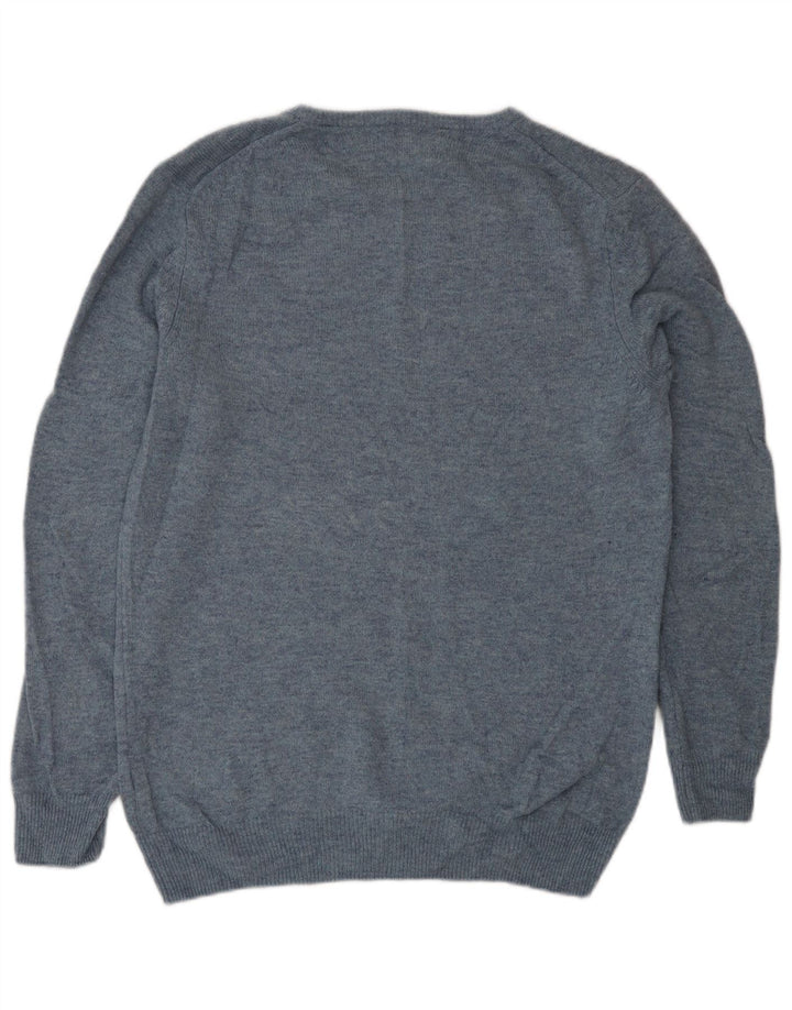 Marks & Spencer Mens Boat Neck Jumper Sweater Medium Blue Wool Classic
