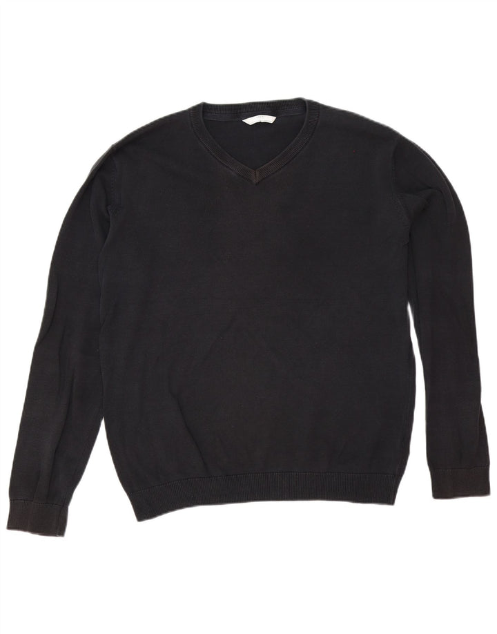 Marks & Spencer Boys V-Neck Jumper Sweater 15-16 Years Black Cotton