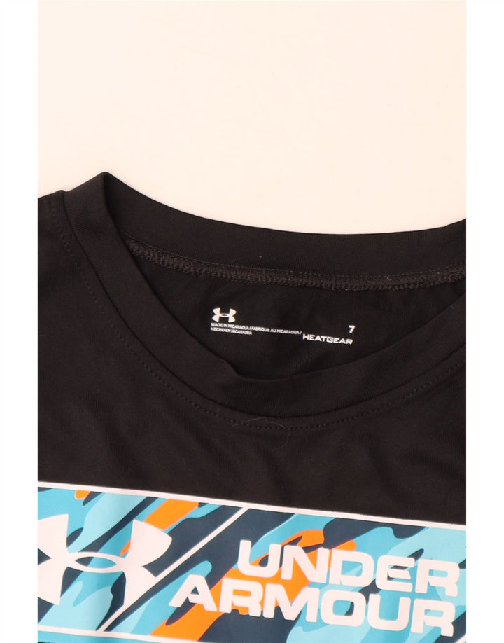 UNDER ARMOUR Boys Heat Gear Graphic T-Shirt Top 6-7 Years Black