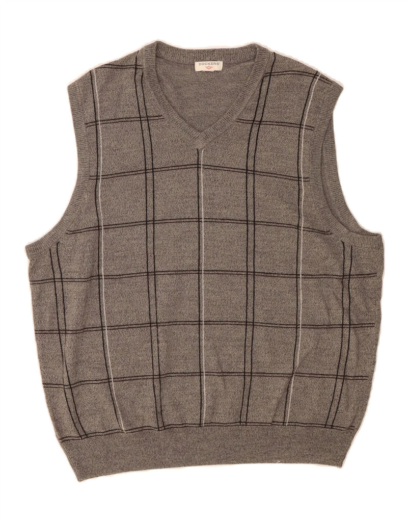 DOCKERS Mens Vest Tank Top XL Grey Check Vintage Dockers and Second-Hand Dockers from Messina Hembry 