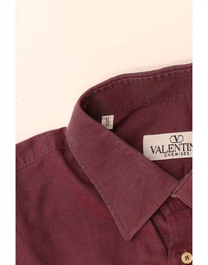 Valentino Mens Shirt Size 43 17 XL Burgundy Cotton