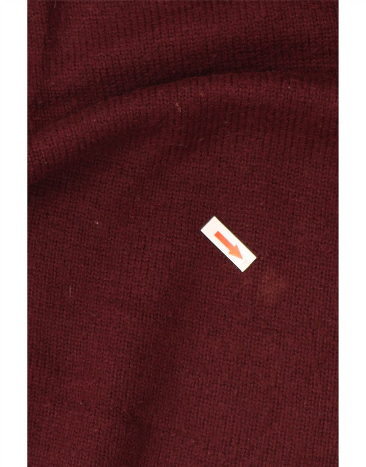 Zara Mens V-Neck Jumper Sweater Medium Burgundy