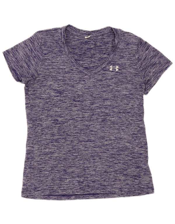 Under Armour Womens T-Shirt Top UK 12 Medium Purple Flecked