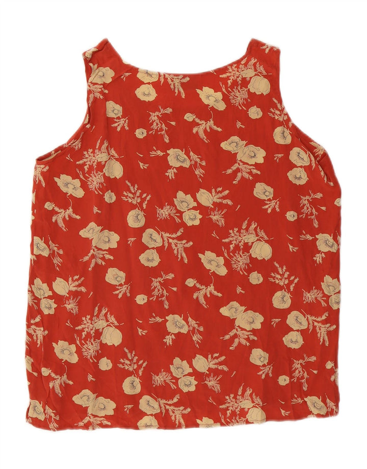 VINTAGE Womens Sleeveless Blouse Top EU 40 Medium Red Floral Silk Vintage Vintage and Second-Hand Vintage from Messina Hembry 