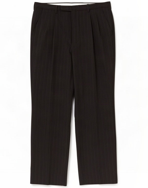 Vintage Mens Straight Suit Trousers IT 48 Medium W32 L28 Black Pinstripe