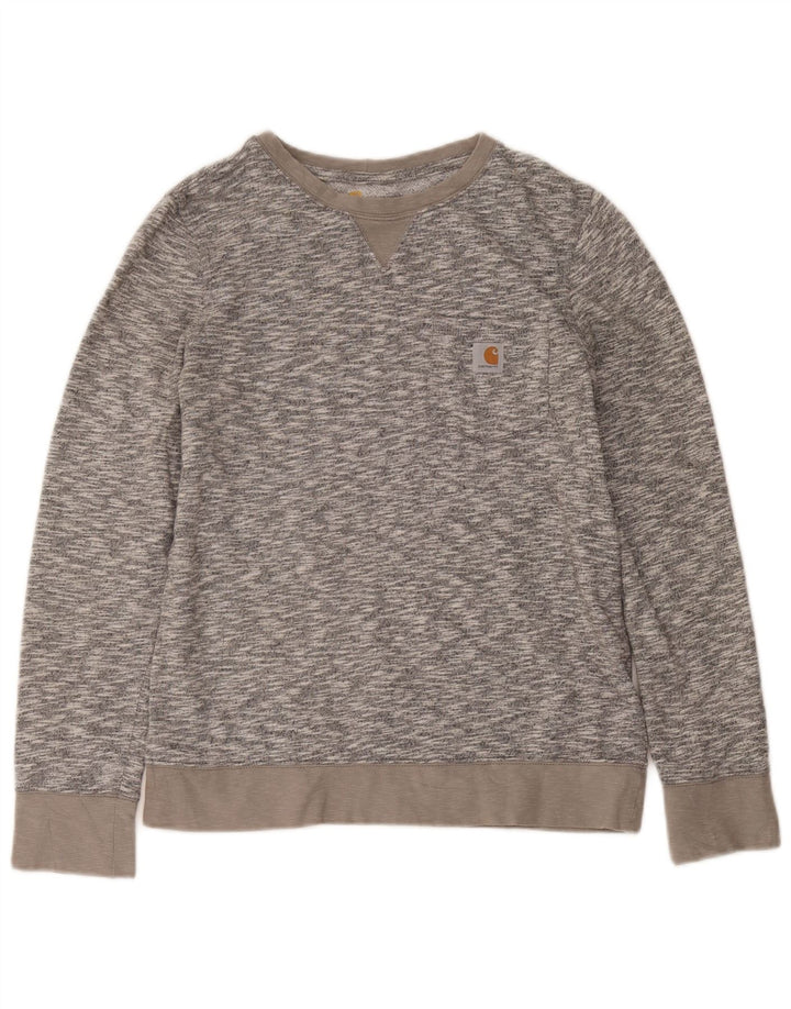 Carhartt Womens Sweatshirt Jumper US 4/6 Small Grey Flecked Cotton