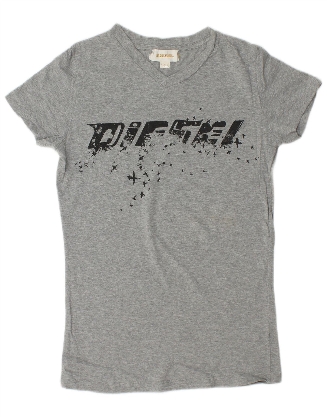 DIESEL Womens Graphic T-Shirt Top UK 14 Large Grey