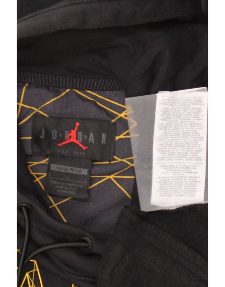 JORDAN Mens Paris Graphic Loose Fit Hoodie Jumper Large Black Geometric