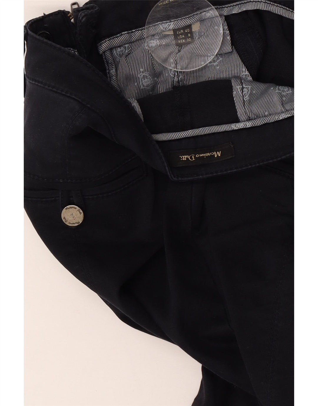 Massimo Dutti Womens Slim Trousers EU 40 Medium W30 L30 Navy Blue