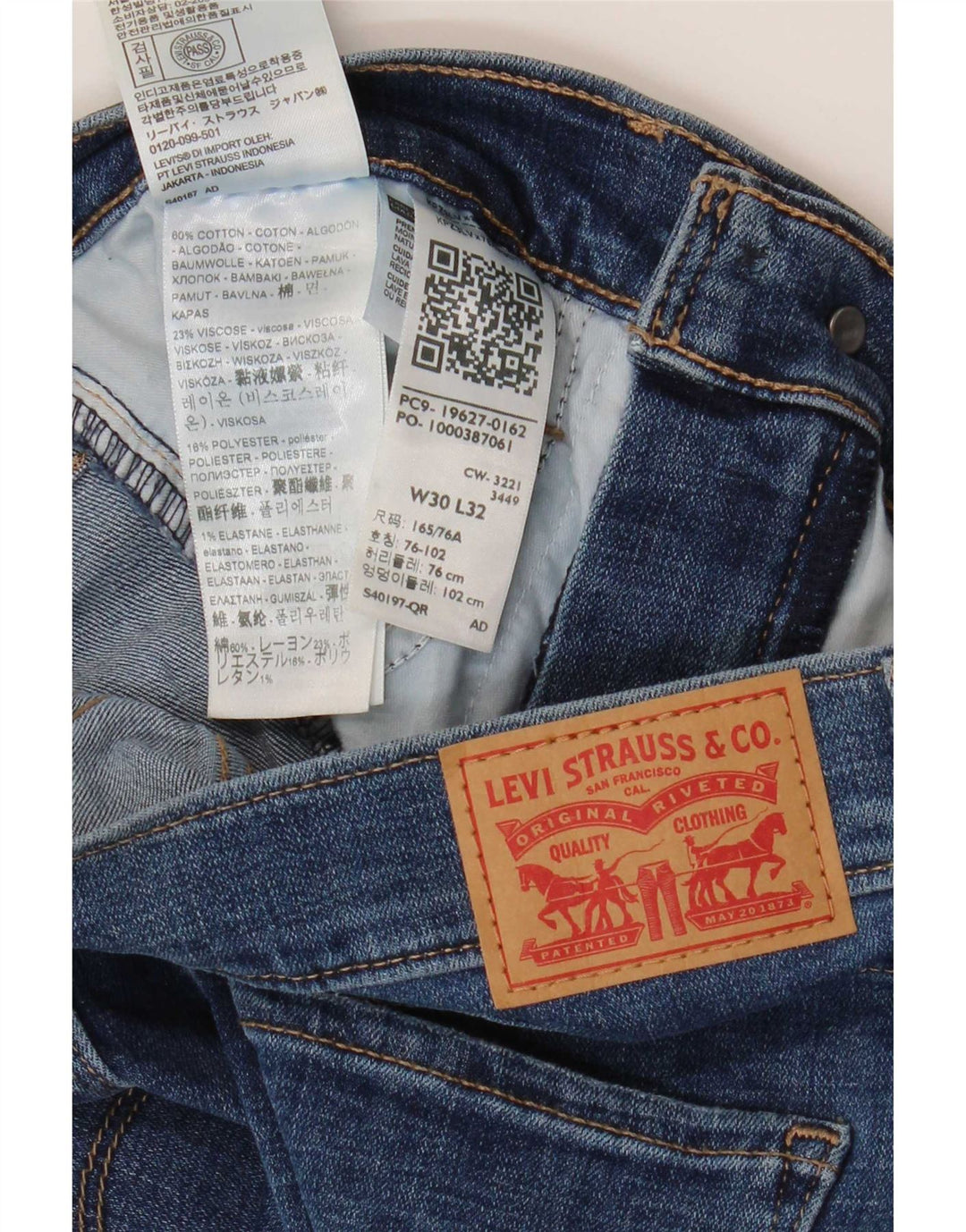 Levi's Womens 312 Crop Shaping Slim Jeans W30 L24 Blue Cotton