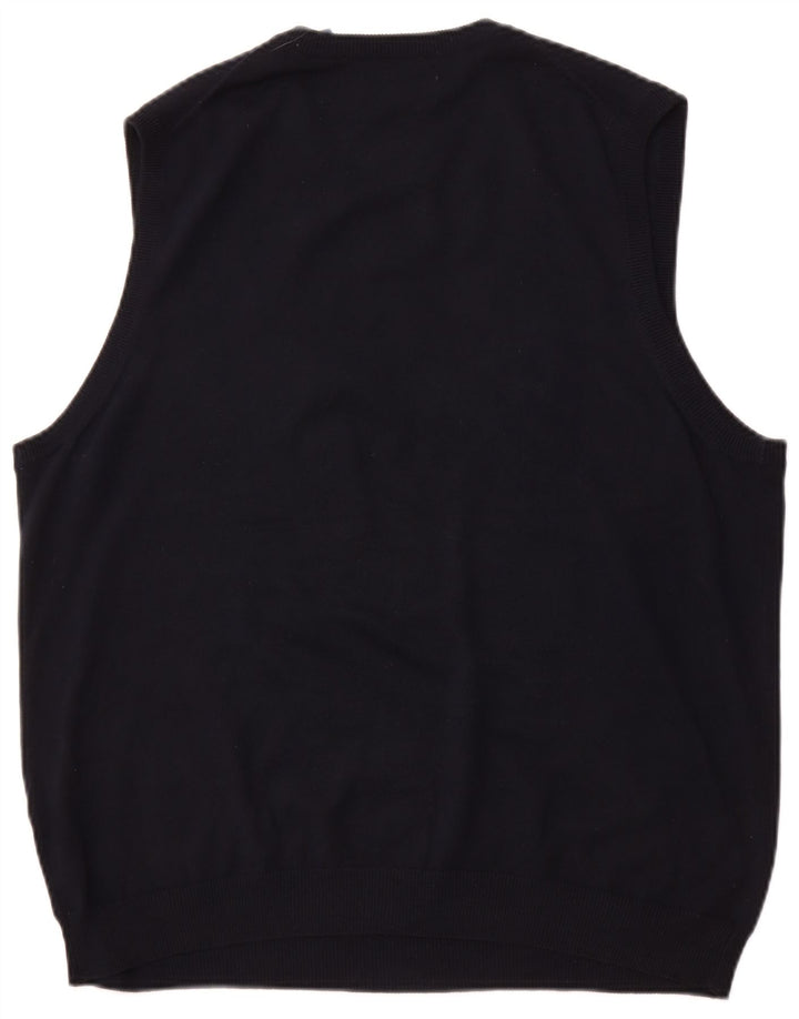 CHAPS Mens Vest Tank Top Large Navy Blue Cotton