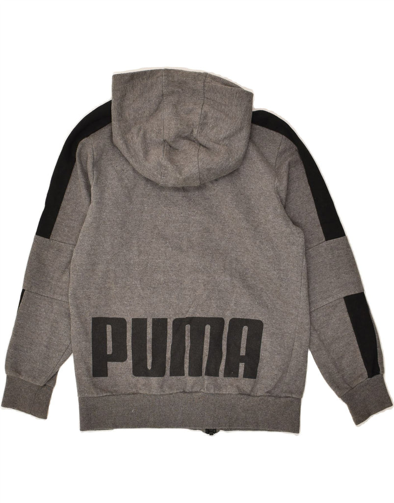 PUMA Boys Graphic Zip Hoodie Sweater 10-11 Years Medium Grey Colourblock | Vintage Puma | Thrift | Second-Hand Puma | Used Clothing | Messina Hembry 