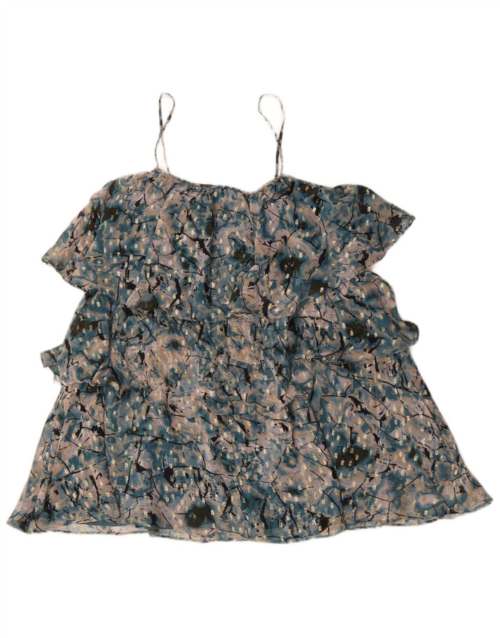 Zara Womens Abstract Pattern Tiered Dress UK 16 Large Green Polyester