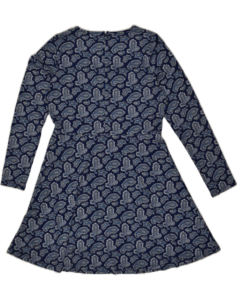 MICHAEL KORS Womens Long Sleeve A-Line Dress UK 16 Large Navy Blue Paisley Vintage Michael Kors and Second-Hand Michael Kors from Messina Hembry 