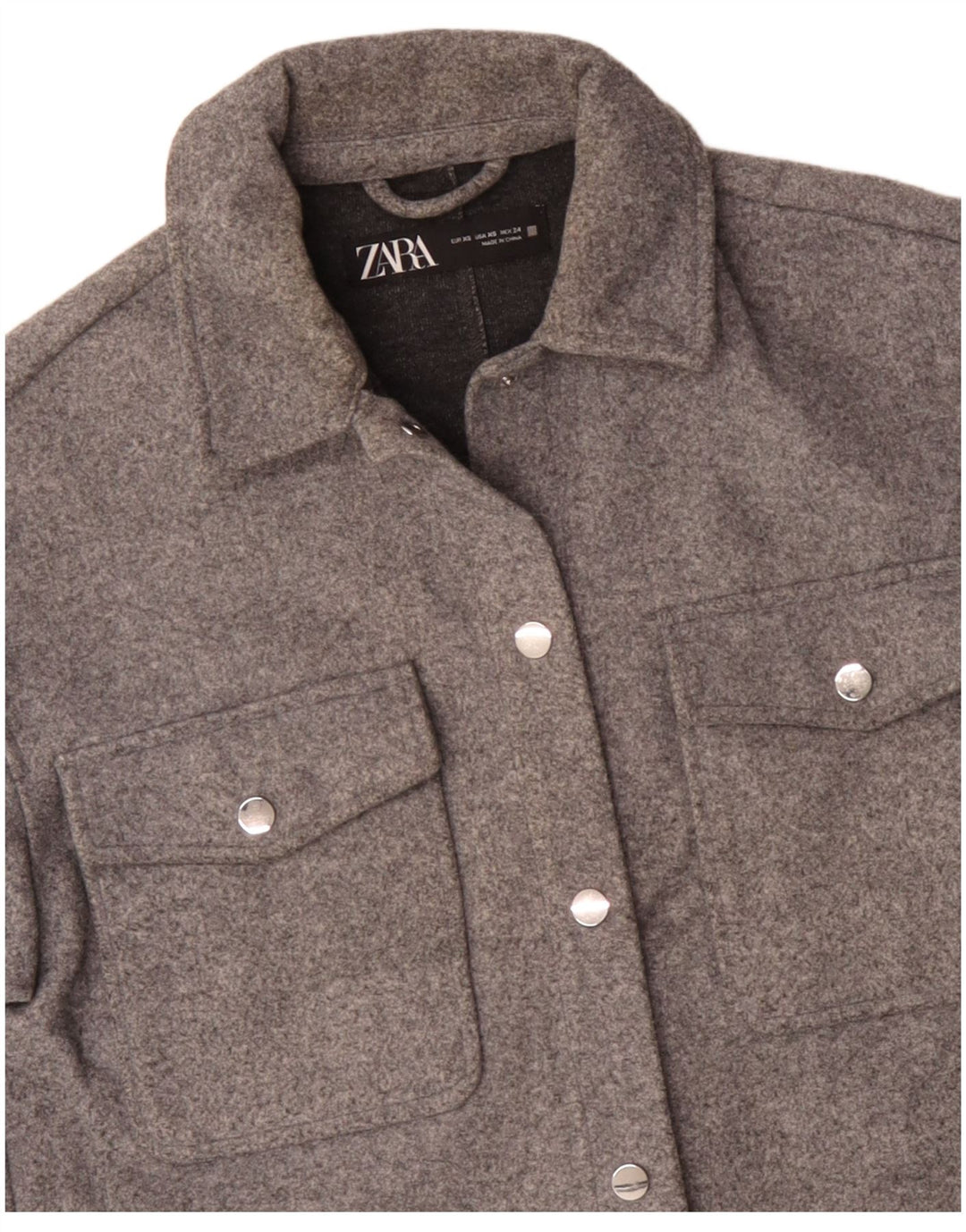 Zara Womens Oversized Bomber Jacket UK 6 XS Grey Polyester