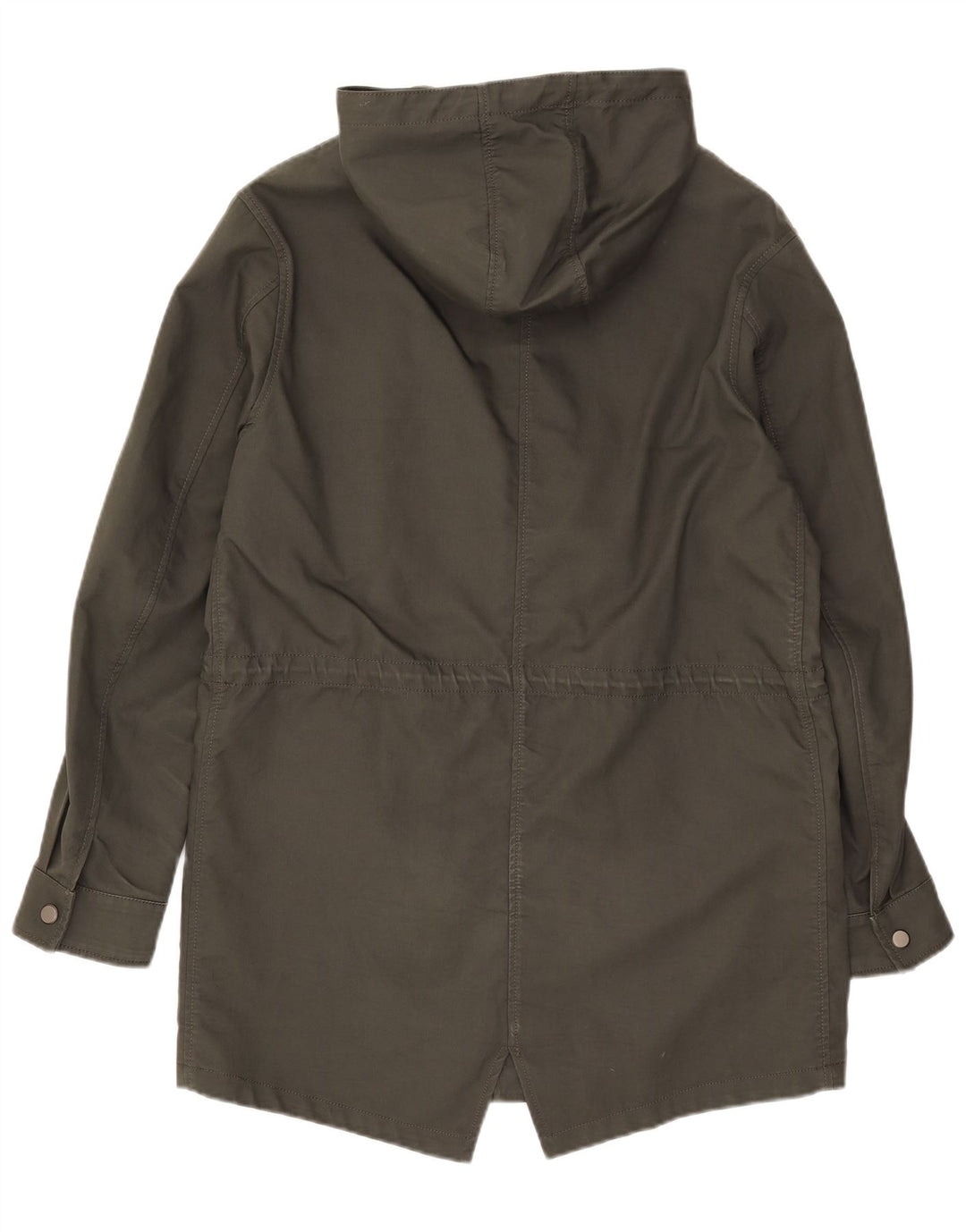 Zara Mens Hooded Parka Jacket UK 40 Large Khaki Cotton