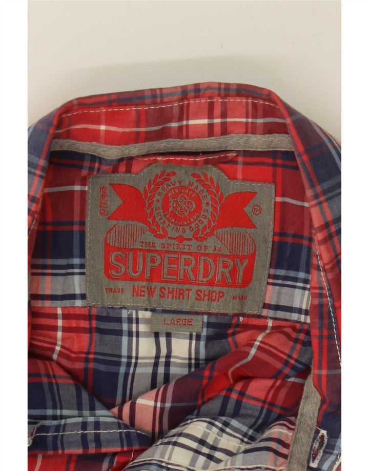 Superdry Mens Short Sleeve Shirt Large Red Check