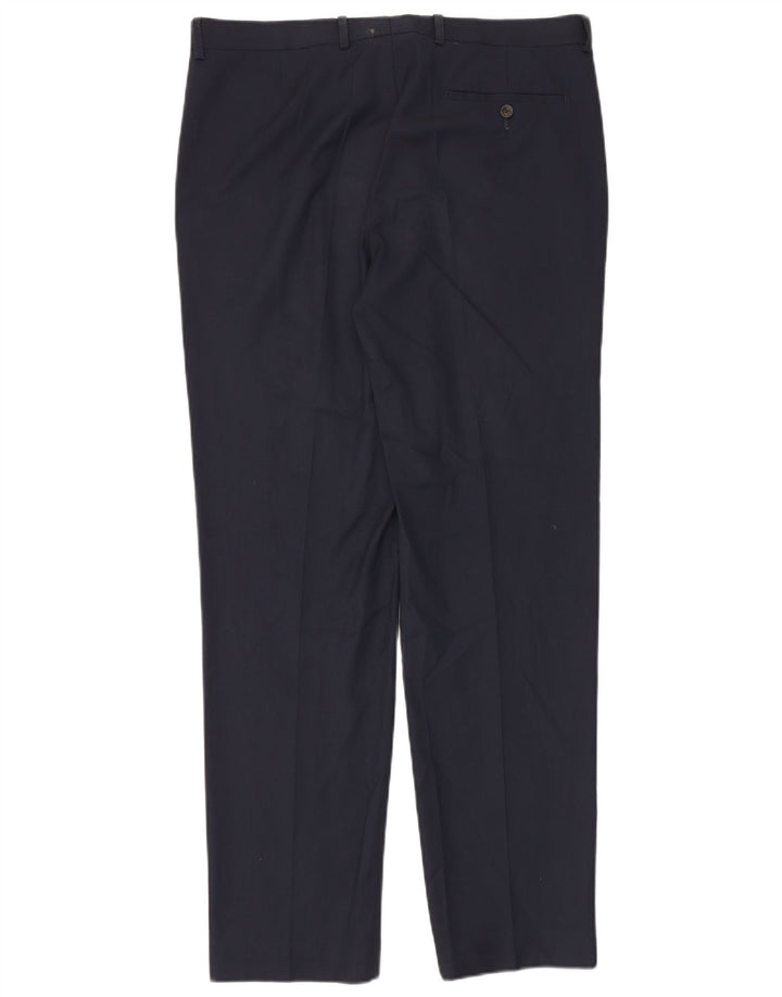 Marks & Spencer Mens Tailored Suit Trousers W36 L33 Navy Blue Polyester